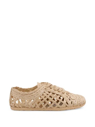 Paloma Barceló Palomitas Cora Raffia Sneakers In Brown