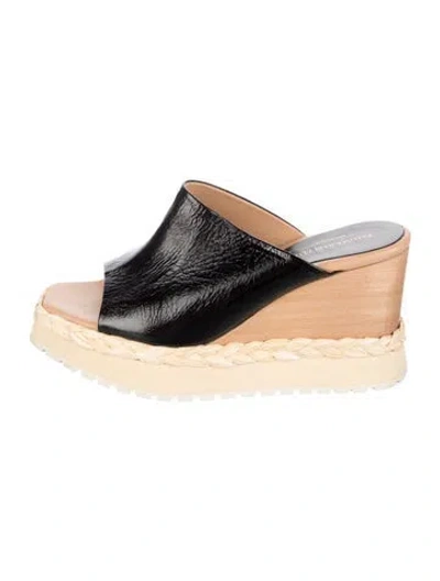 Pre-owned Paloma Barceló Patent Leather Slides In Black