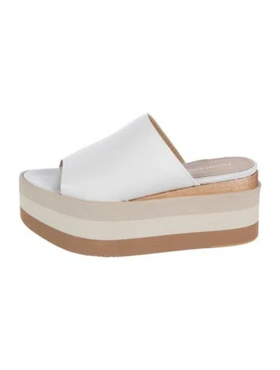 Pre-owned Paloma Barceló Patent Leather Slides In Neutrals