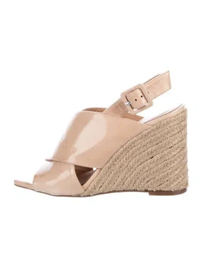 Pre-owned Paloma Barceló Patent Leather Slingback Sandals In Brown