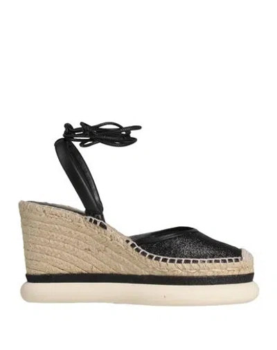 Paloma Barceló Pearl Woman Espadrilles Black Size 7 Leather