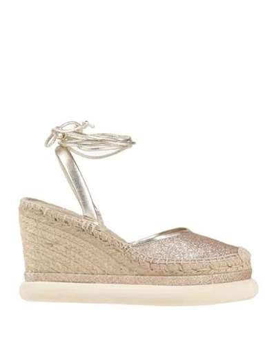 Paloma Barceló Pearl Woman Espadrilles Sand Size 10 Leather In Metallic