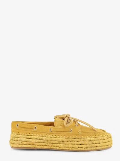 Paloma Barcelo’ Penelope Suede And Raffia Loafers In Yellow