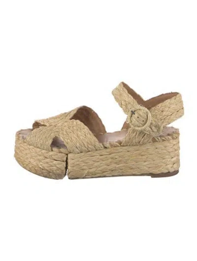 Pre-owned Paloma Barceló Raffia Espadrilles In Neutral