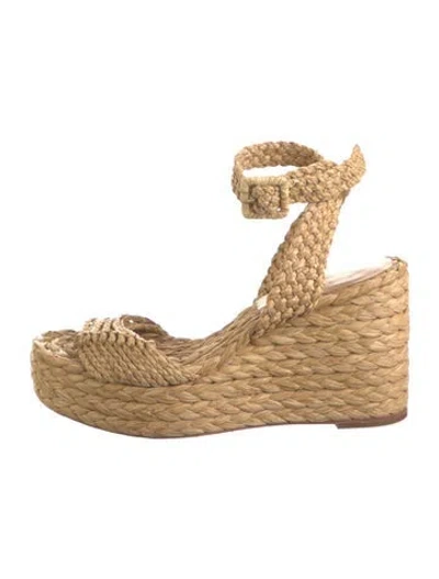 Pre-owned Paloma Barceló Raffia Espadrilles In Neutral