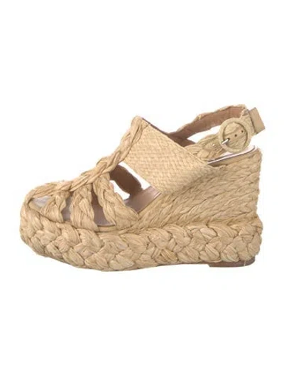 Pre-owned Paloma Barceló Raffia Espadrilles In Neutral