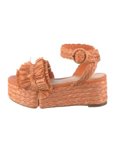 Pre-owned Paloma Barceló Raffia Espadrilles In Orange