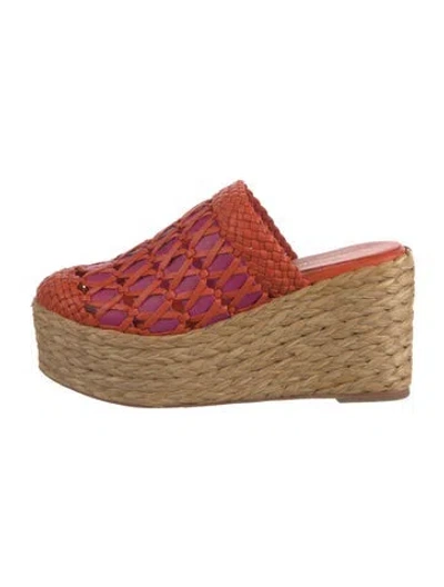 Pre-owned Paloma Barceló Raffia Houndstooth Print Mules In Multi