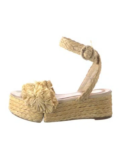 Pre-owned Paloma Barceló Raffia Sandals In Gold