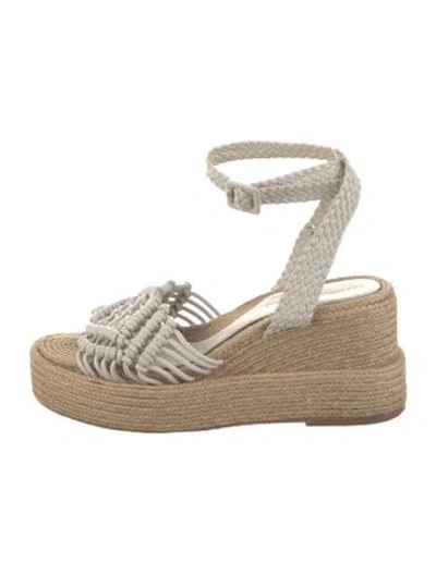 Pre-owned Paloma Barceló Raffia Sandals In Neutral