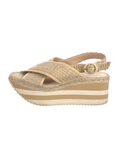 Pre-owned Paloma Barceló Raffia Slingback Sandals In Neutral