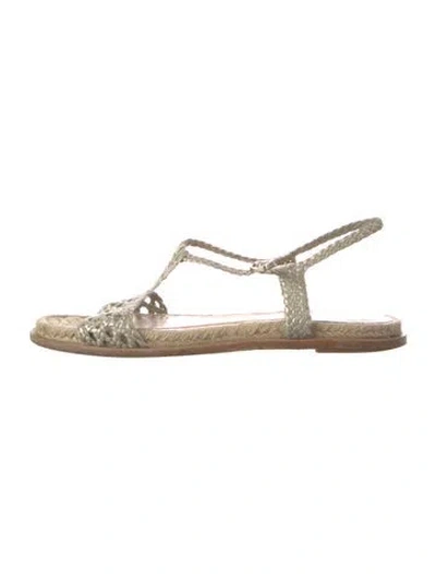Pre-owned Paloma Barceló Raffia T-strap Sandals
