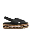 Paloma Barceló Raffia Wedge Sandal Cross Black In Black