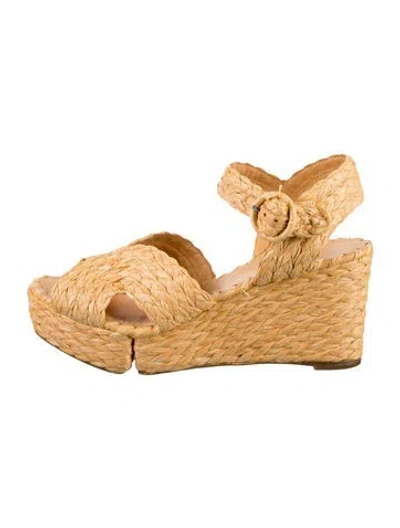 Pre-owned Paloma Barceló Raffia Whipstitch Trim Sandals In Orange