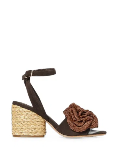 Paloma Barceló Teresa Fan-detail Raffia-heel Sandals In Multi