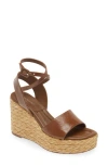 Paloma Barceló High Raffia Wedge Sandal Brown Varnish In Brown