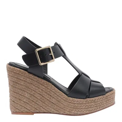 Paloma Barceló Woven Jute Platform Sandals In Black
