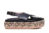 Paloma Barceló Raffia Wedge Sandal Cross Black In Black