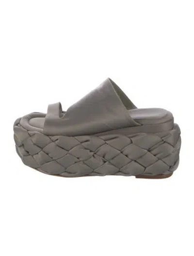 Pre-owned Paloma Barceló Satin Slides In Gray