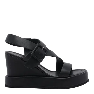Paloma Barceló Buckle-closure Leather Sandals In Black