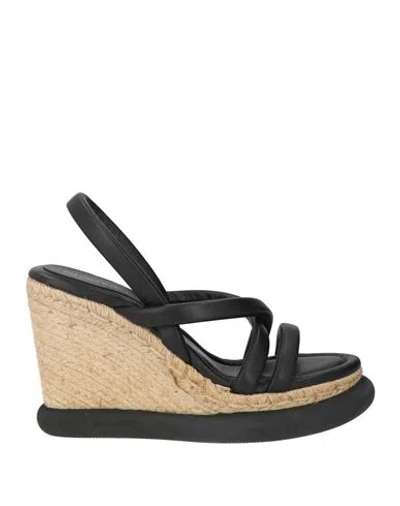 Paloma Barceló Sila Woman Espadrilles Black Size 10 Leather In Multi