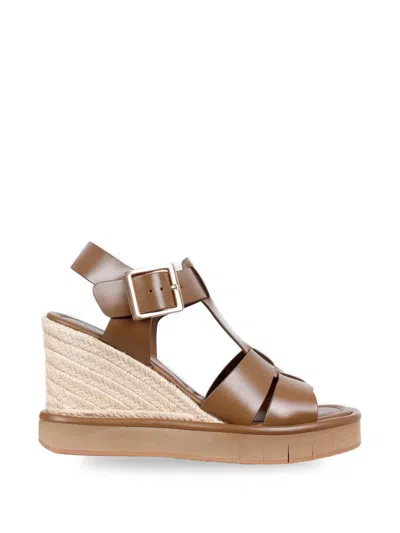 Paloma Barceló Strappy Wedge-heel Espadrilles In Brown