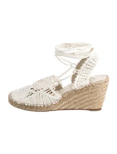 Pre-owned Paloma Barceló Straw Lace Pattern Espadrilles In Neutral
