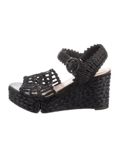 Pre-owned Paloma Barceló Straw Sandals In Black