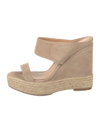 Pre-owned Paloma Barceló Suede Braided Accents Espadrilles In Neutral