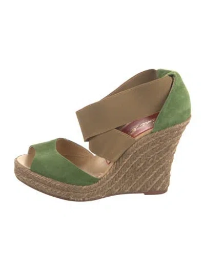 Pre-owned Paloma Barceló Suede Colorblock Pattern D'orsay Pumps In Green