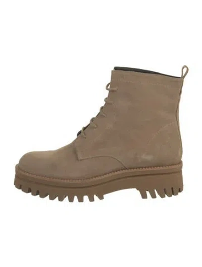 Pre-owned Paloma Barceló Suede Combat Boots In Neutral