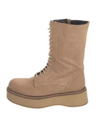 Pre-owned Paloma Barceló Suede Combat Boots In Neutral