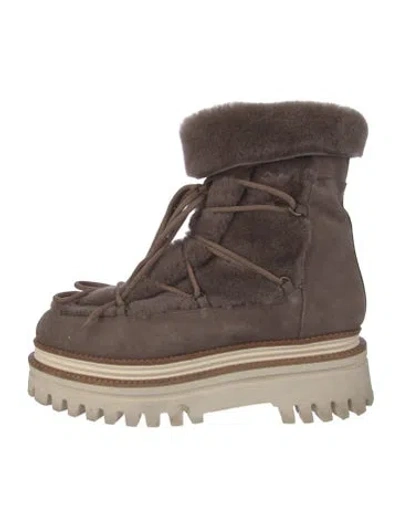 Pre-owned Paloma Barceló Suede Lace-up Boots In Brown