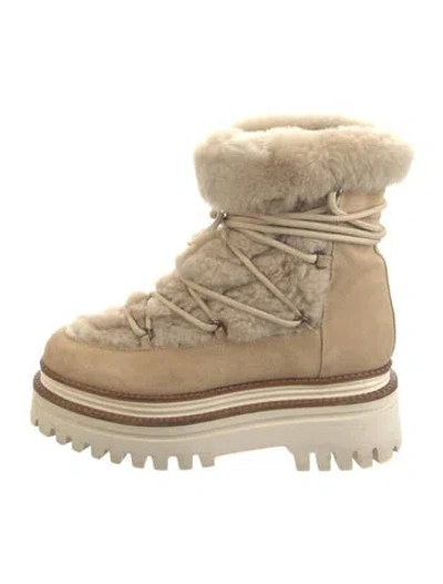 Pre-owned Paloma Barceló Suede Lace-up Boots In Neutral