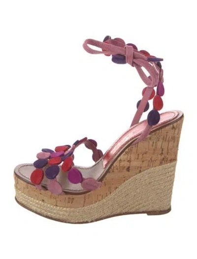 Pre-owned Paloma Barceló Suede Printed Espadrilles In Brown