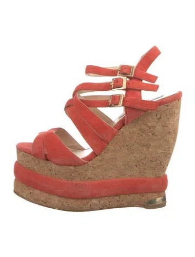 Pre-owned Paloma Barceló Suede Sandals In Red