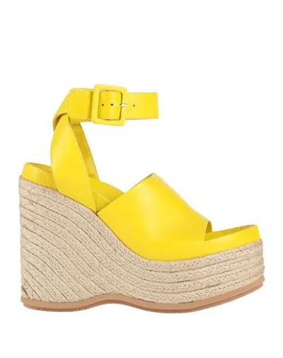 Paloma Barceló Suria Woman Espadrilles Yellow Size 10 Leather
