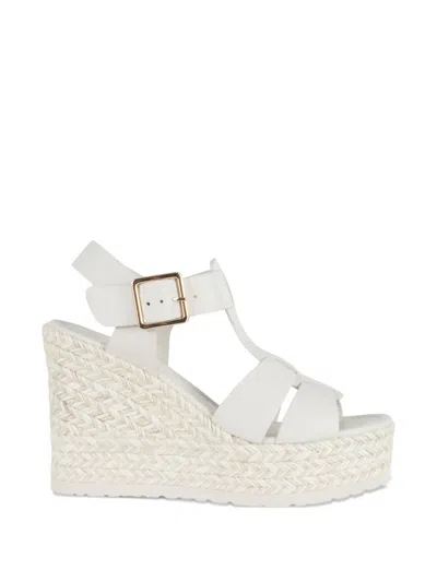 Paloma Barceló T-strap Woven Sandals In White