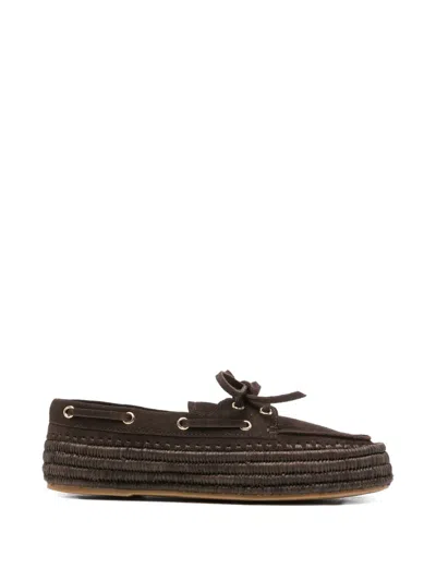 Paloma Barceló Tie Detail Boat Shoes In Brown