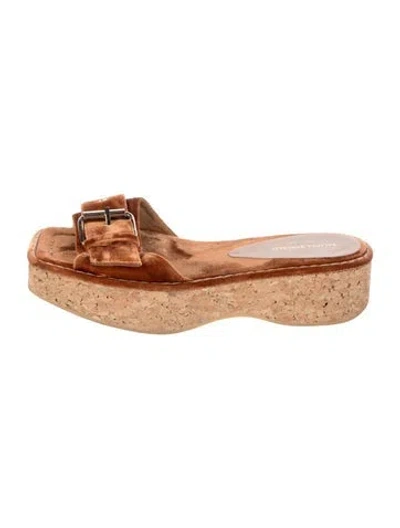 Pre-owned Paloma Barceló Velvet Slides In Brown/neutrals