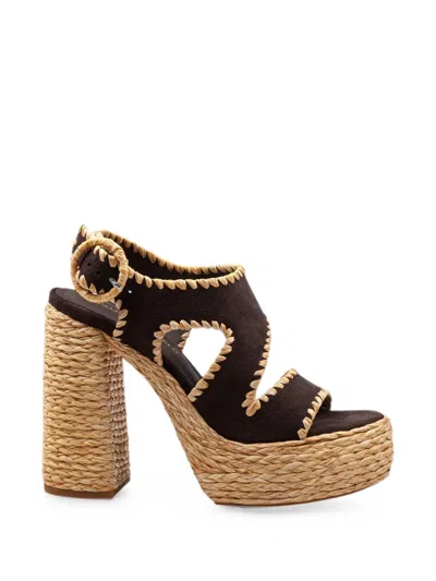 Paloma Barceló Wanda Whipstitch-trim Heeled Sandals In Brown