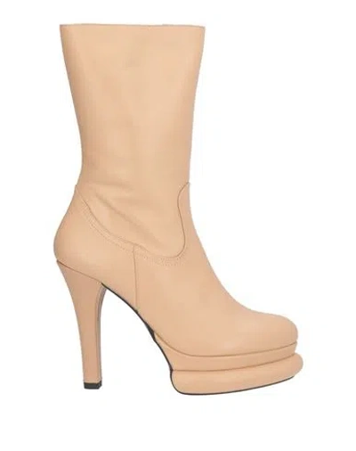 Paloma Barceló Woman Ankle Boots Beige Size 8 Leather In Brown