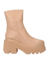 Paloma Barceló Woman Ankle Boots Beige Size 9.5 Leather In Brown