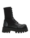 Paloma Barceló Woman Ankle Boots Black Size 8 Leather, Textile Fibers In Black