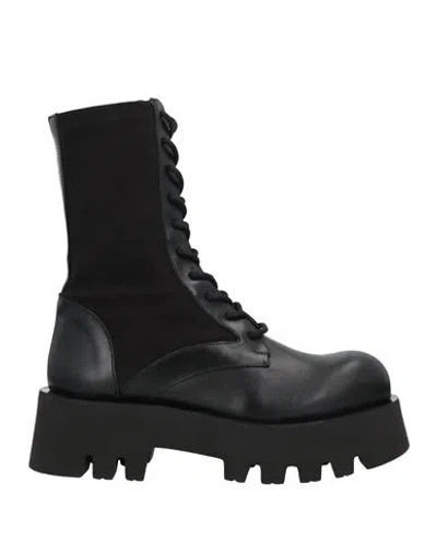 PALOMA BARCELÓ PALOMA BARCELÓ WOMAN ANKLE BOOTS BLACK SIZE 10 SOFT LEATHER, TEXTILE FIBERS