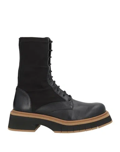 PALOMA BARCELÓ PALOMA BARCELÓ WOMAN ANKLE BOOTS BLACK SIZE 7 LEATHER, TEXTILE FIBERS