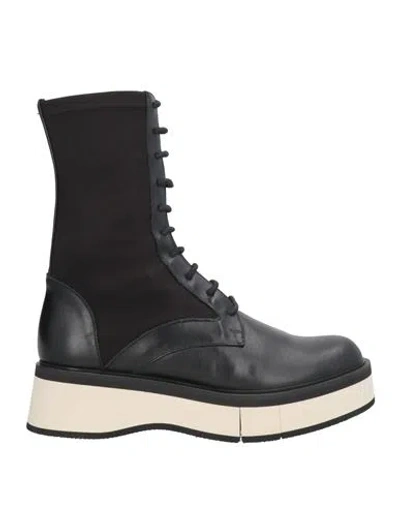 Paloma Barceló Woman Ankle Boots Black Size 7 Leather, Textile Fibers