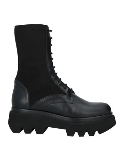 Paloma Barceló Woman Ankle Boots Black Size 8 Leather, Textile Fibers