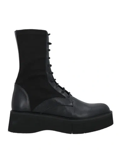 PALOMA BARCELÓ PALOMA BARCELÓ WOMAN ANKLE BOOTS BLACK SIZE 6 TEXTILE FIBERS, LEATHER