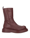 Paloma Barceló Woman Ankle Boots Burgundy Size 6 Soft Leather In Red